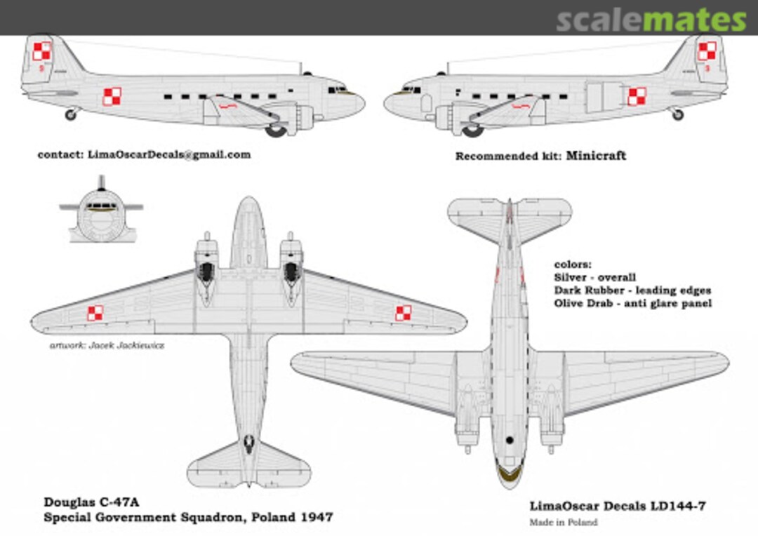 Boxart Douglas C-47 (Goverment Sqdr.) Eskadra Rzadowa LD44-007 LimaOscar Decals