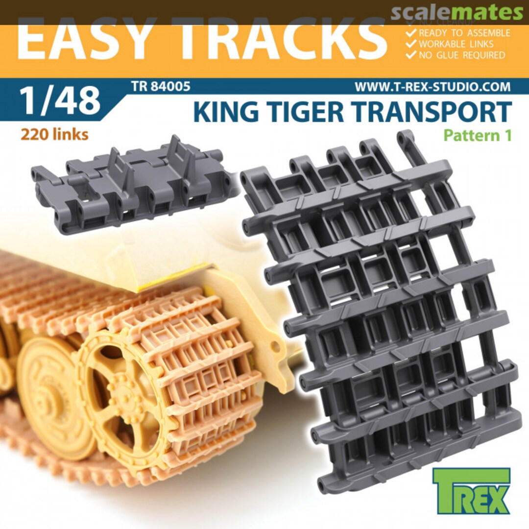 Boxart WW.II German King Tiger Rail Transport Track Pattern 1 TR84005 T-Rex Studio