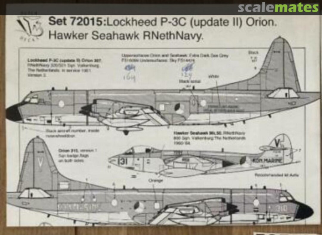 Boxart Lockheed P-3C (update II) Orion, Hawker Seahawk RNethNavy DD72015 Dutch Decal