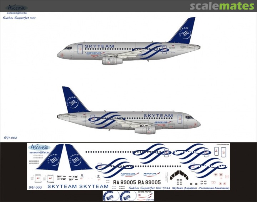 Boxart Sukhoi SuperJet 100 Aeroflot Skyteam SJ1-002 Ascensio