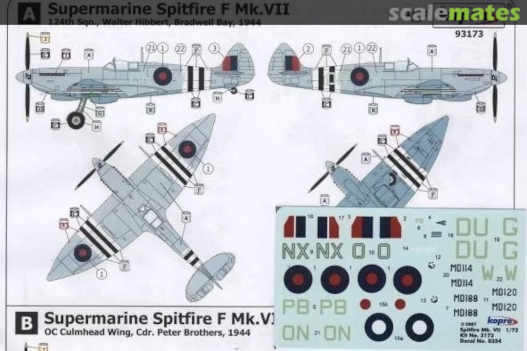 Contents Supermarine Spitfire F Mk.VII 3173 Kopro