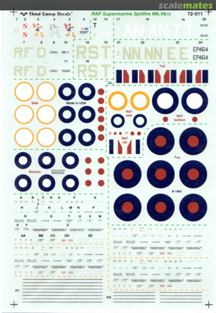 Boxart Supermarine Spitfire Mk.Vb/c 72-011 Third Group Decals