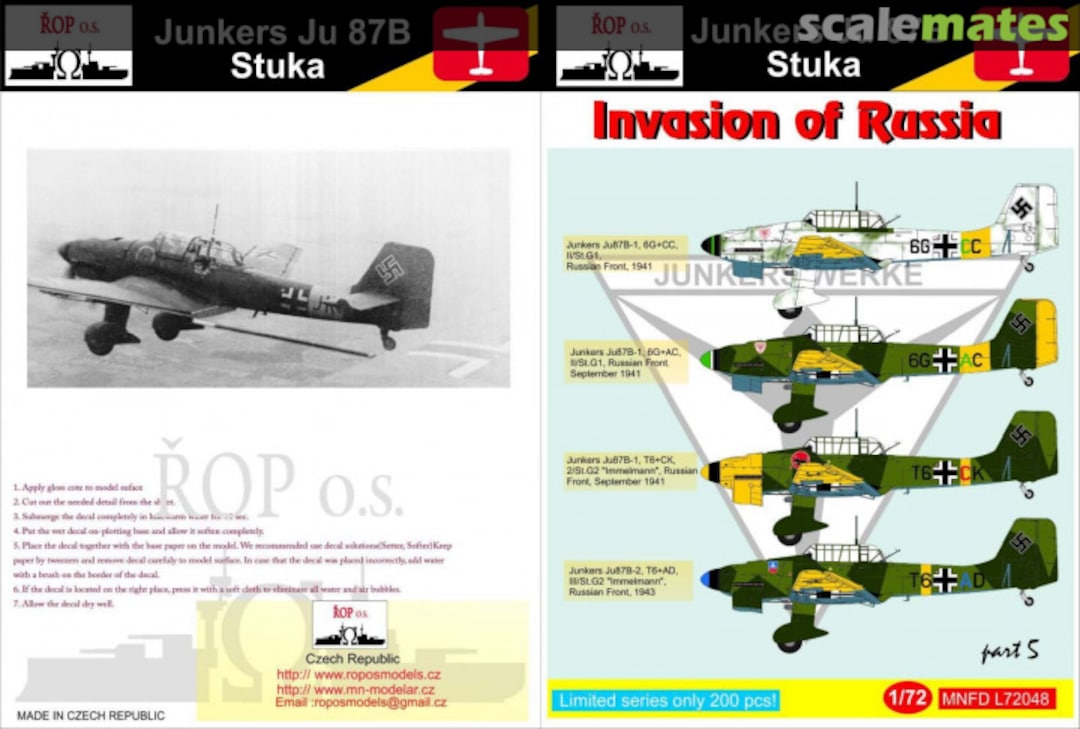 Boxart JUNKERS JU 87B STUKA - INVASION OF RUSSIA MNFDL72048 ROP o.s.