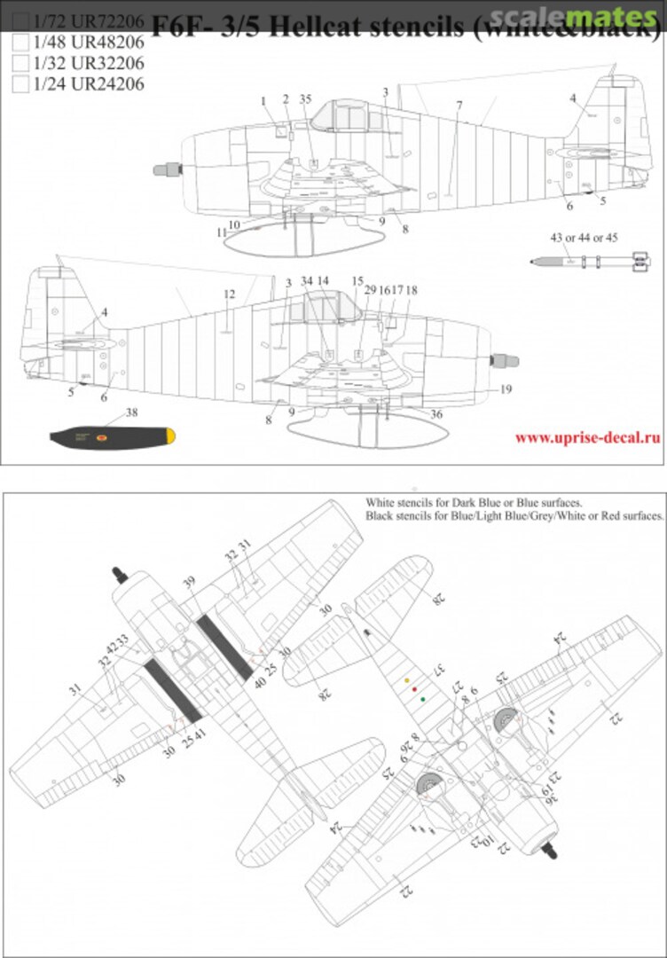 Boxart F6F-3/5 Hellcat stencils UR72206 UpRise