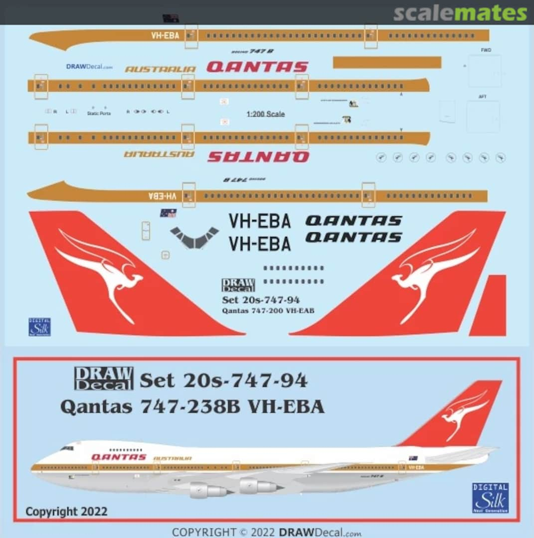 Boxart Qantas 747-238B VH-EBA 20-747-94 Draw Decal