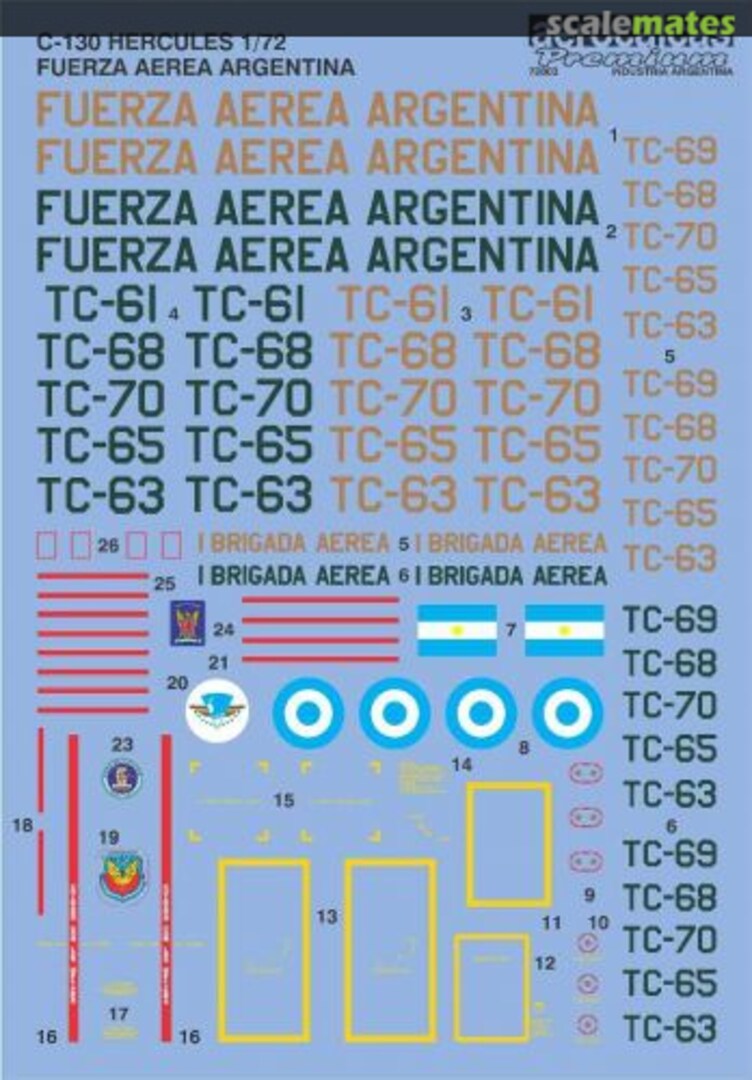 Boxart C-130 HERCULES FUERZA AEREA ARGENTINA 72003 Aerocalcas Argentinas