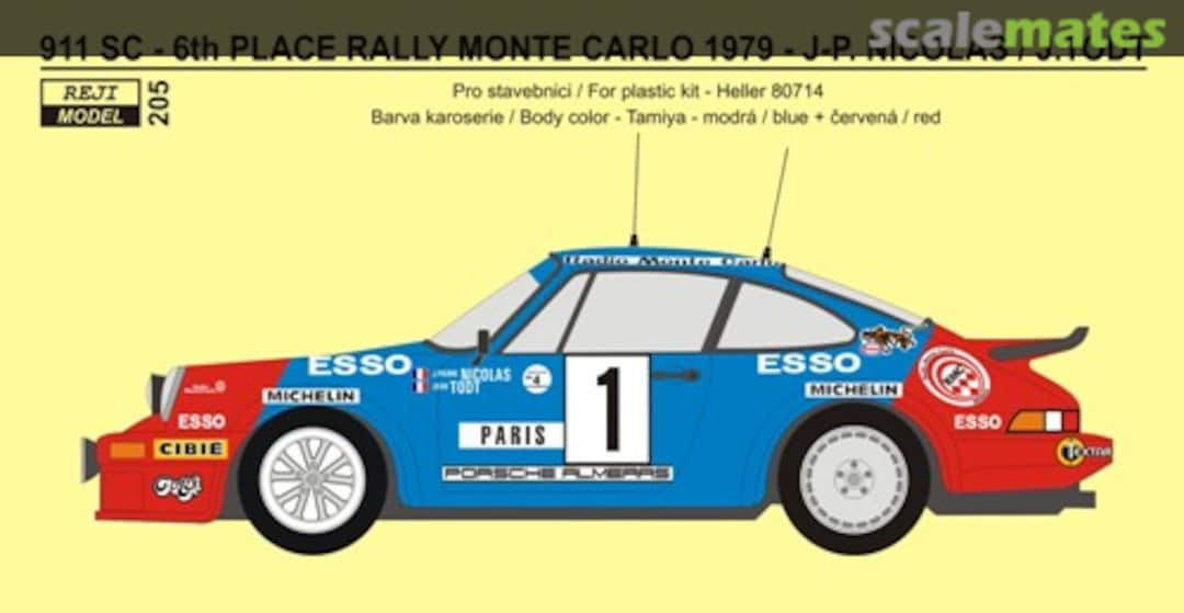 Boxart Porsche 911 SC 6th Rally Monte Carlo 1979 - Nicolas / Todt 205 REJI Model