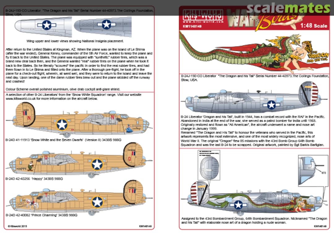 Boxart B-24J Liberator Dragon and his Tail KW148149 Kits-World