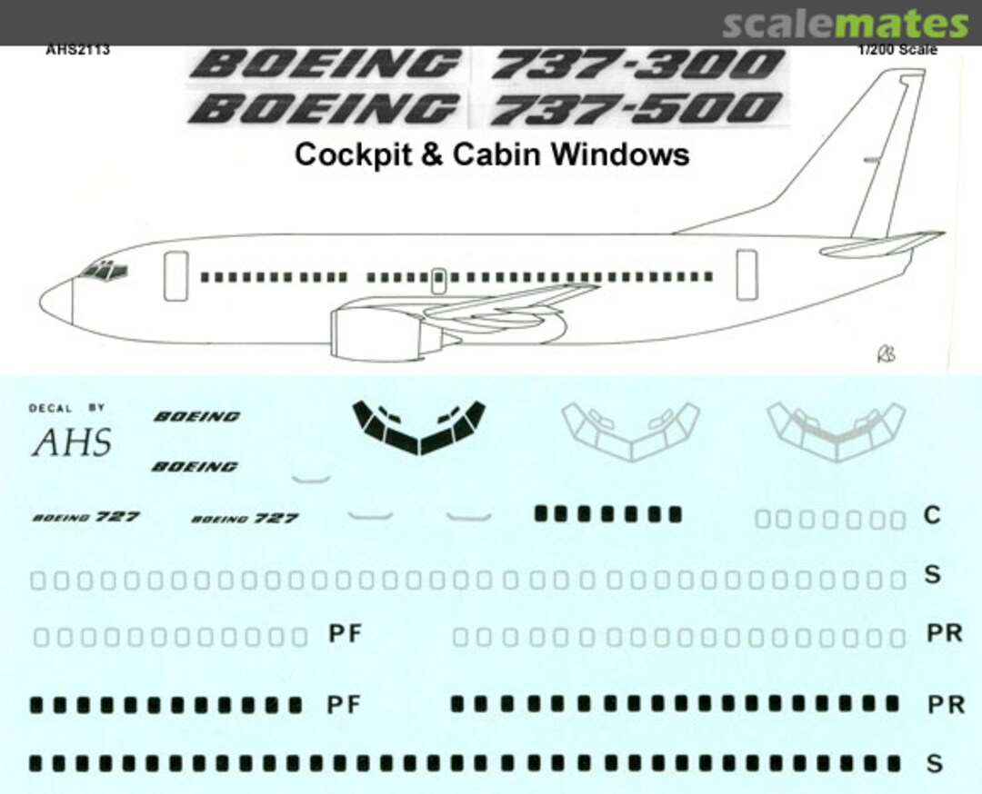 Boxart Boeing 737-200, 737-300 AHS2113 Airline Hobby Supplies