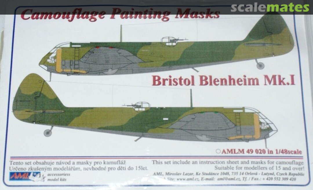 Boxart Bristol Blenheim Mk.I Camouflage Painting Masks AMLM 49 020 AML