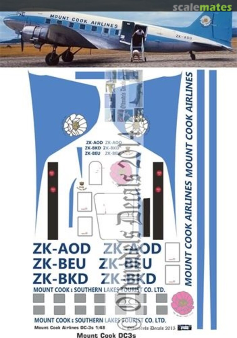 Boxart Mt Cook DC-3 OMD0271 Oldmodels Decals