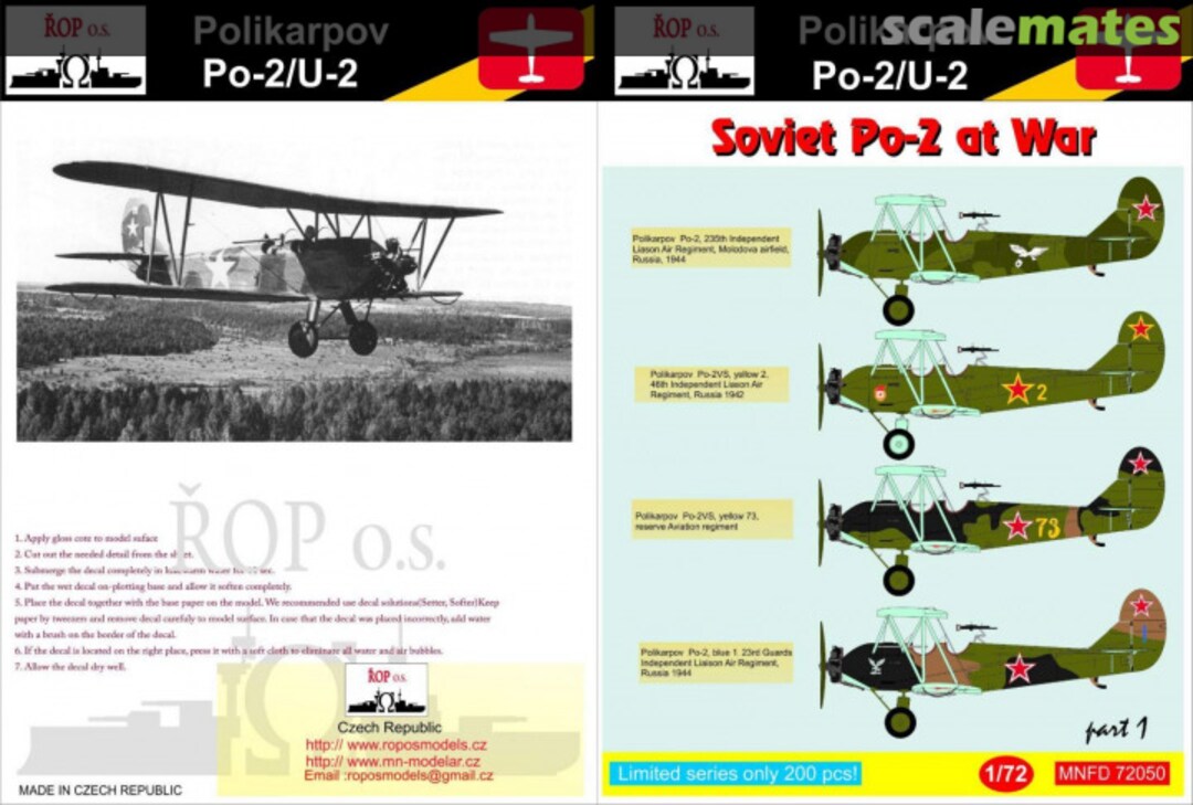 Boxart POLIKARPOV PO-2/U-2 - SOVIET PO-2 AT WAR MNFDL72050 ROP o.s.