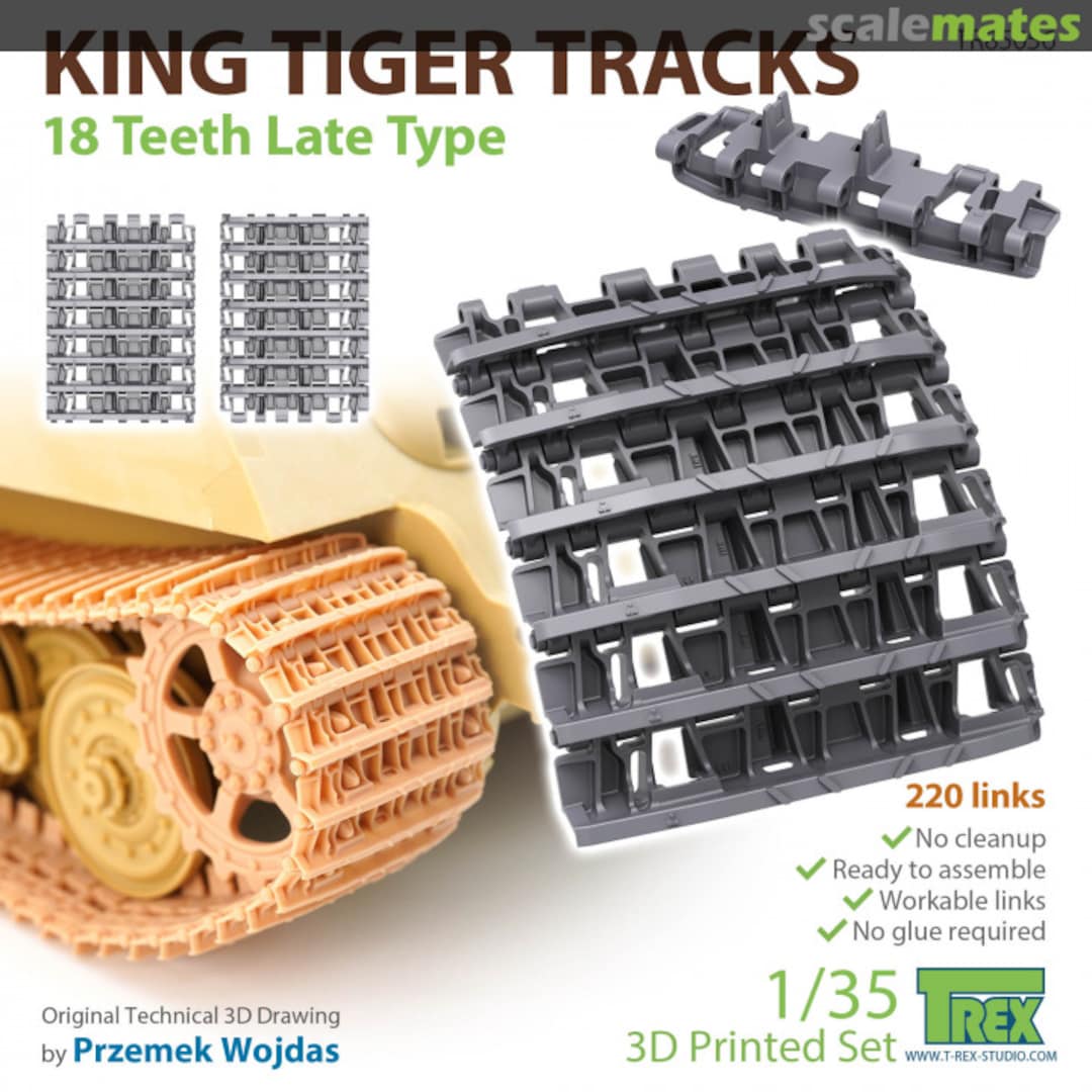 Boxart WW.II German King Tiger Track for 18-tooth Propulsion Wheels Late Model TR85056 T-Rex Studio