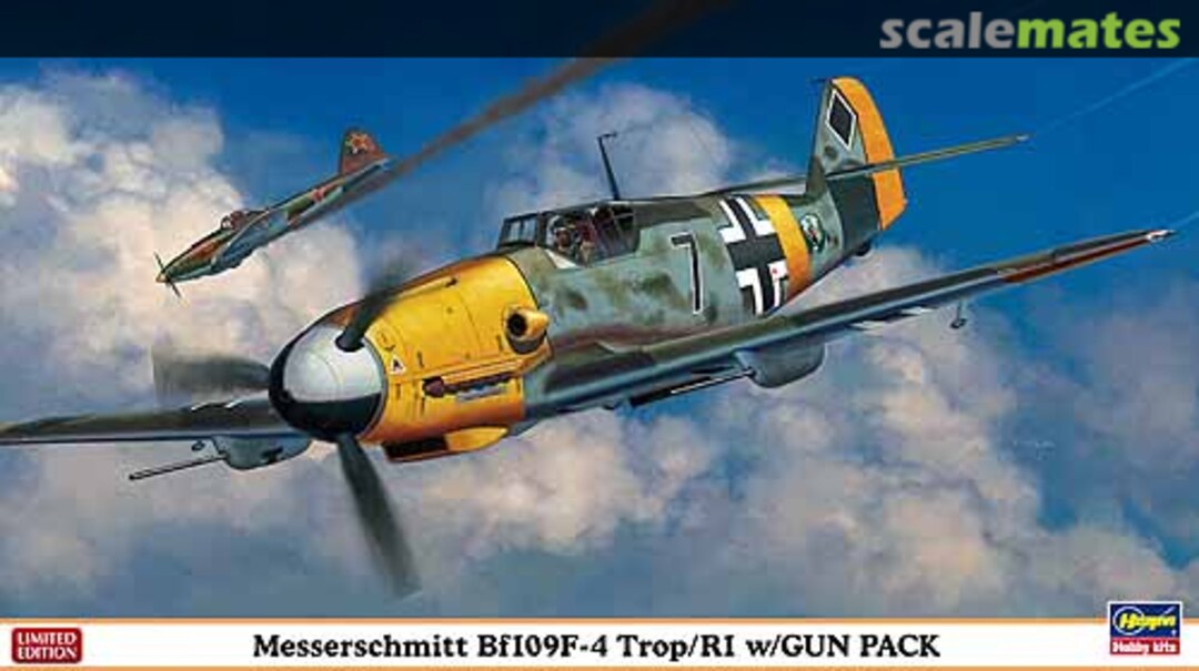 Boxart Messerschmitt Bf109F-4 Trop/R1 w/Gun Pack 09980 Hasegawa