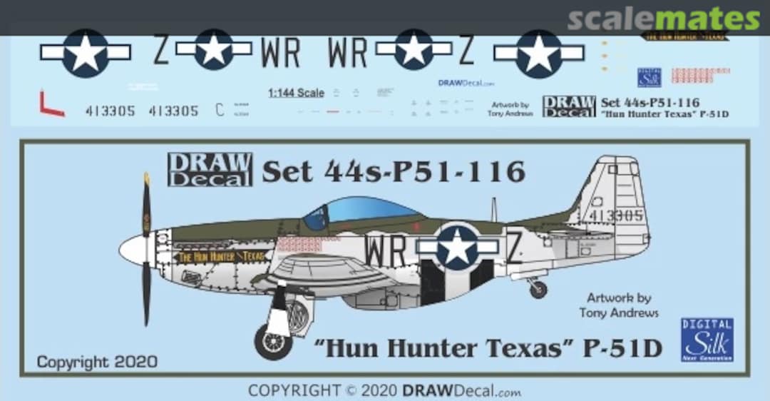 Boxart “The Hun Hunter Texas” P-51D 44-P51-116 Draw Decal