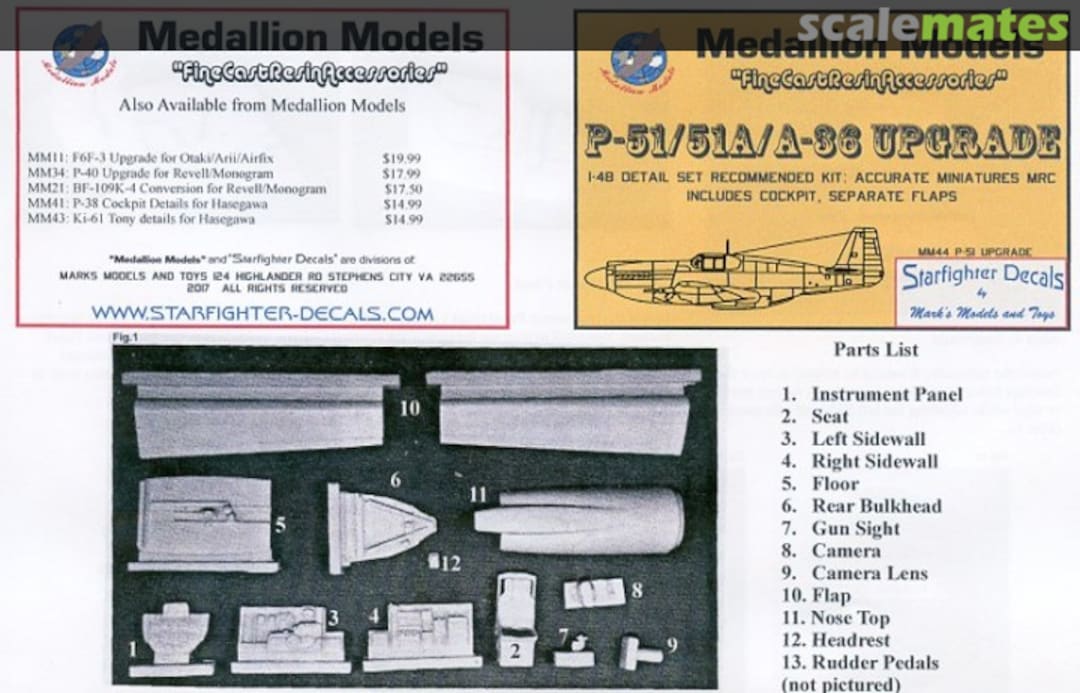 Boxart P-51 P-51A A-36 Upgrade Set MM44 Medallion Models