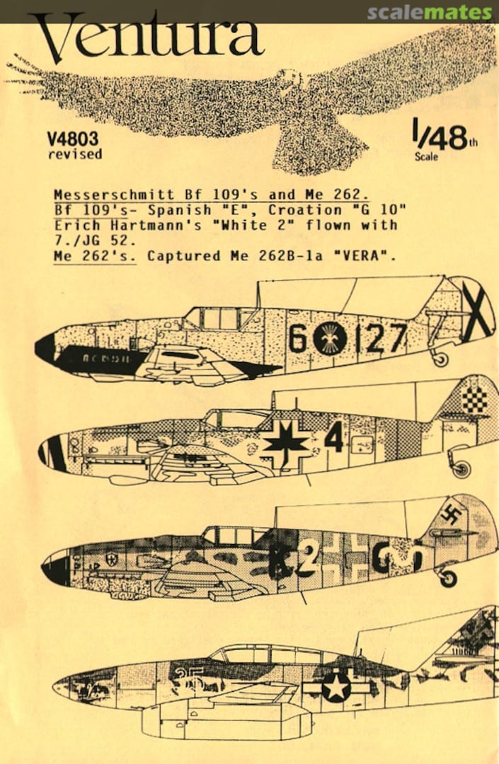 Boxart Messerschmitt Bf 109s and Me 262 V4803 revised Ventura