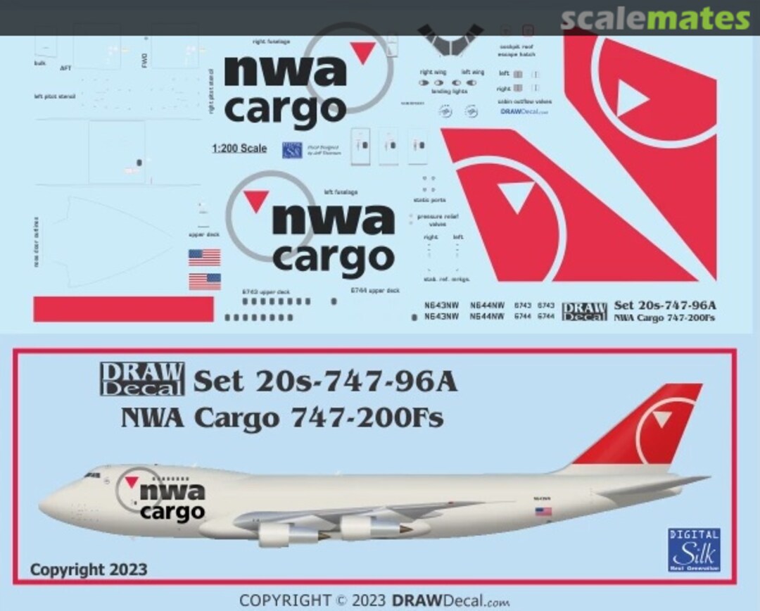 Boxart NWA Cargo 747-200Fs 20-747-96A Draw Decal