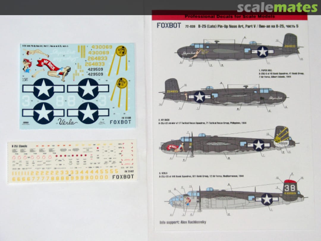 Boxart B-25 Pin-Up Nose Art, Part V 72-039 Foxbot