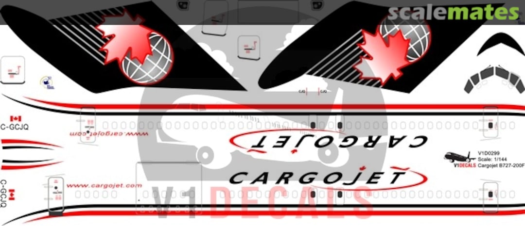 Boxart Cargojet Boeing 727-200F V1D0299-144 V1 Decals