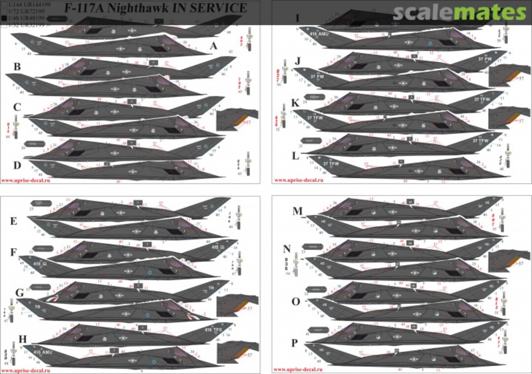 Boxart F-117A Nighthawk - "In Service" with stencils UR48199 UpRise Decal Serbia