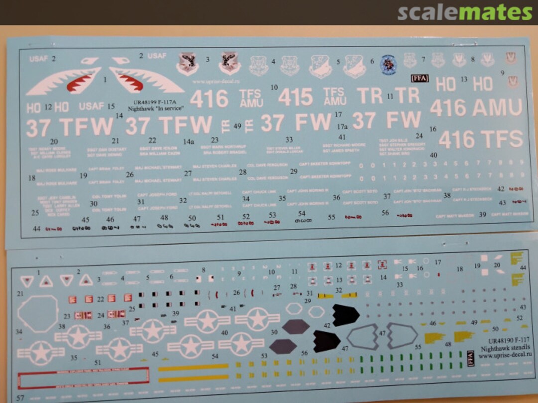Contents F-117A Nighthawk - "In Service" with stencils UR48199 UpRise Decal Serbia