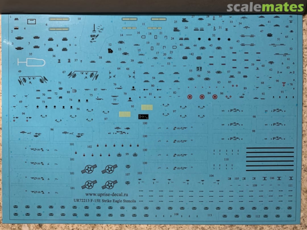 Contents F-15E Strike Eagle stencils black version (FFA-removable film) UR72213 UpRise Decal Serbia