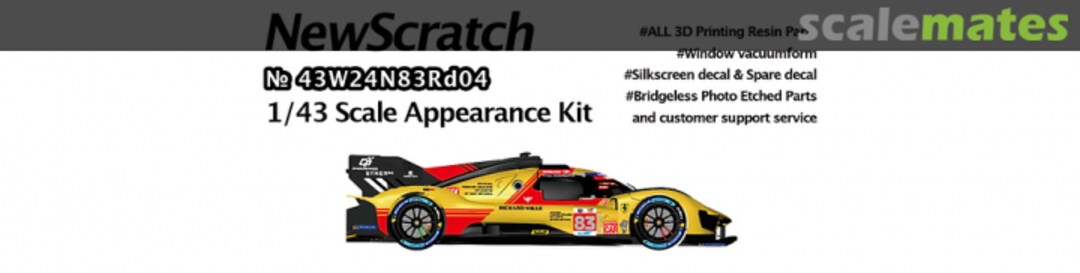 Boxart Ferrari 499P Hypercar WEC 2024 - 24h Le Mans 43W24N83Rd04 NewScratch