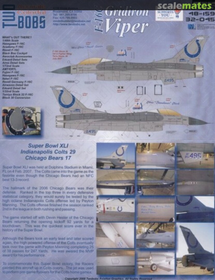 Boxart F-16C Gridiron Viper 32-045 TwoBobs Aviation Graphics