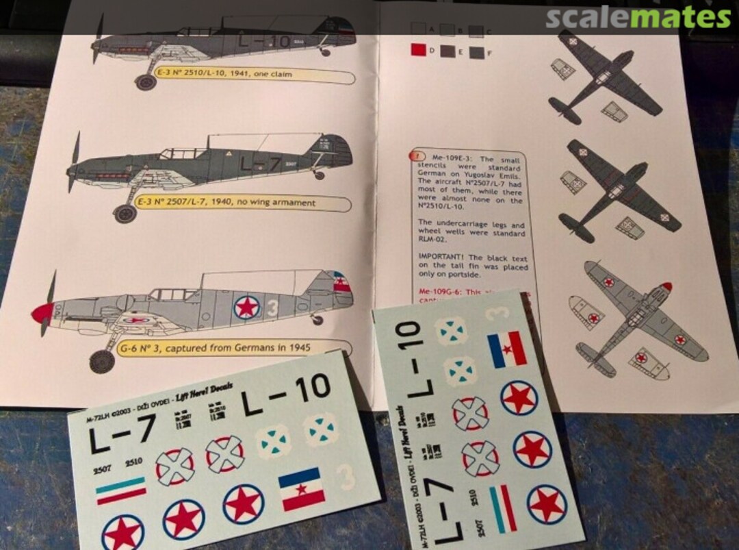 Contents Messerschmitt Me-109E/G M-72LH Lift Here Decals