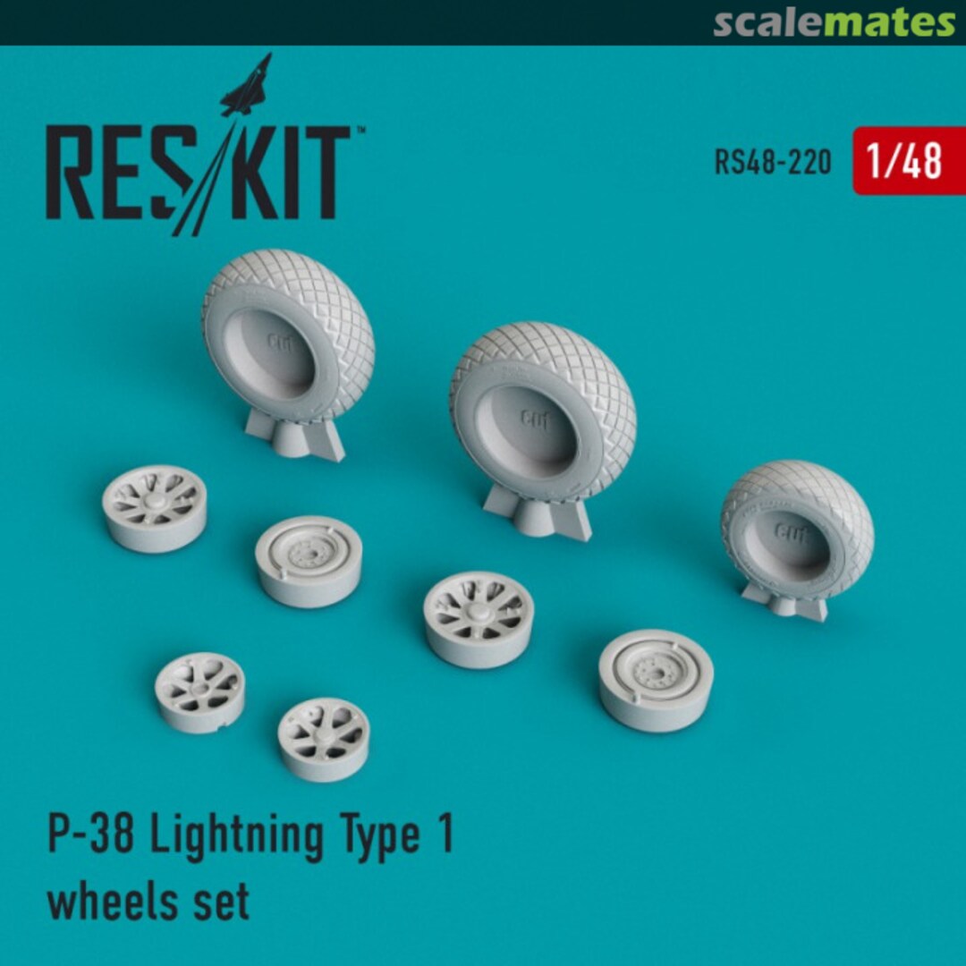 Boxart P-38 Lightning Type 1 wheels set RS48-0220 ResKit