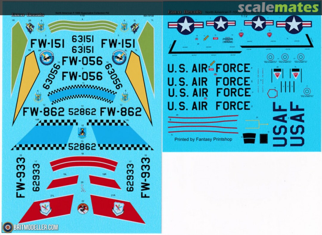 Boxart North American F-100D Supersabre Collection Part 2 ED72-132 Euro Decals