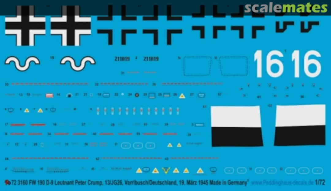Boxart FW 190 D-9 Leutnant Peter Crump, 13./Jg 26 72 3160 Peddinghaus-Decals