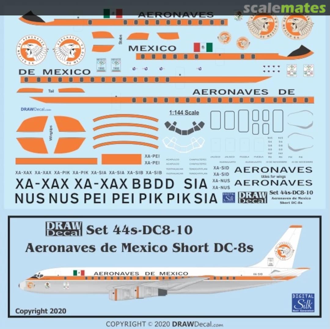 Boxart Aeronaves de Mexico Short DC-8s 44-DC8-10 Draw Decal