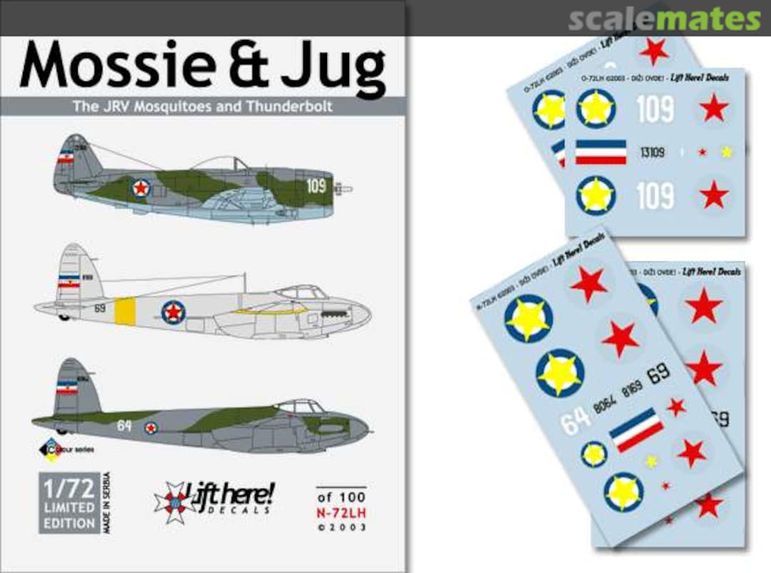 Boxart Mossie & Jug N-72LH Lift Here Decals