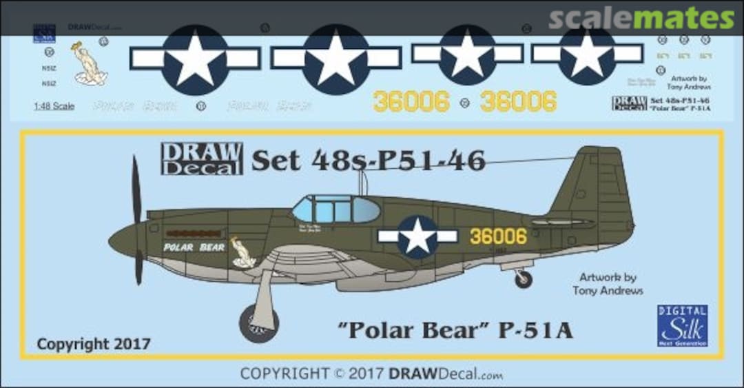 Boxart P-51A "Polar Bear" 48-P51-46 Draw Decal