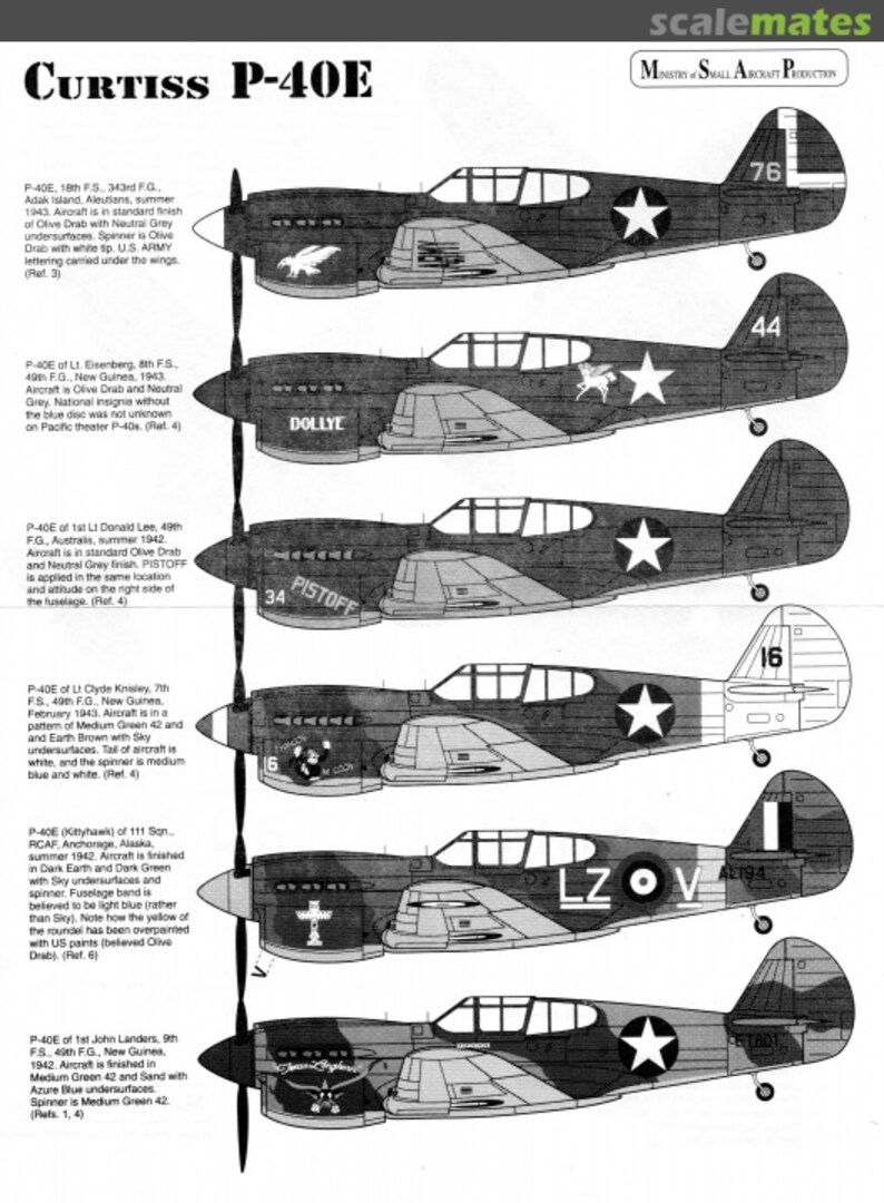 Contents Curtiss P-40E 4826 Ministry of Small Aircraft Production