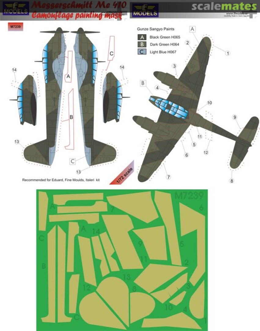 Boxart Messerschmitt Me 410 Camouflage Painting Mask M7239 LF Models