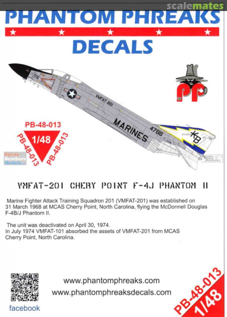 Boxart VMFAT-201 MCAS Cherry Point F-4J Phantom II PB-48-013 Phantom Phreaks Decals