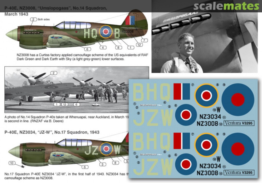 Boxart RNZAF Curtiss P-40E’s, Home Based V3295 Ventura Publications