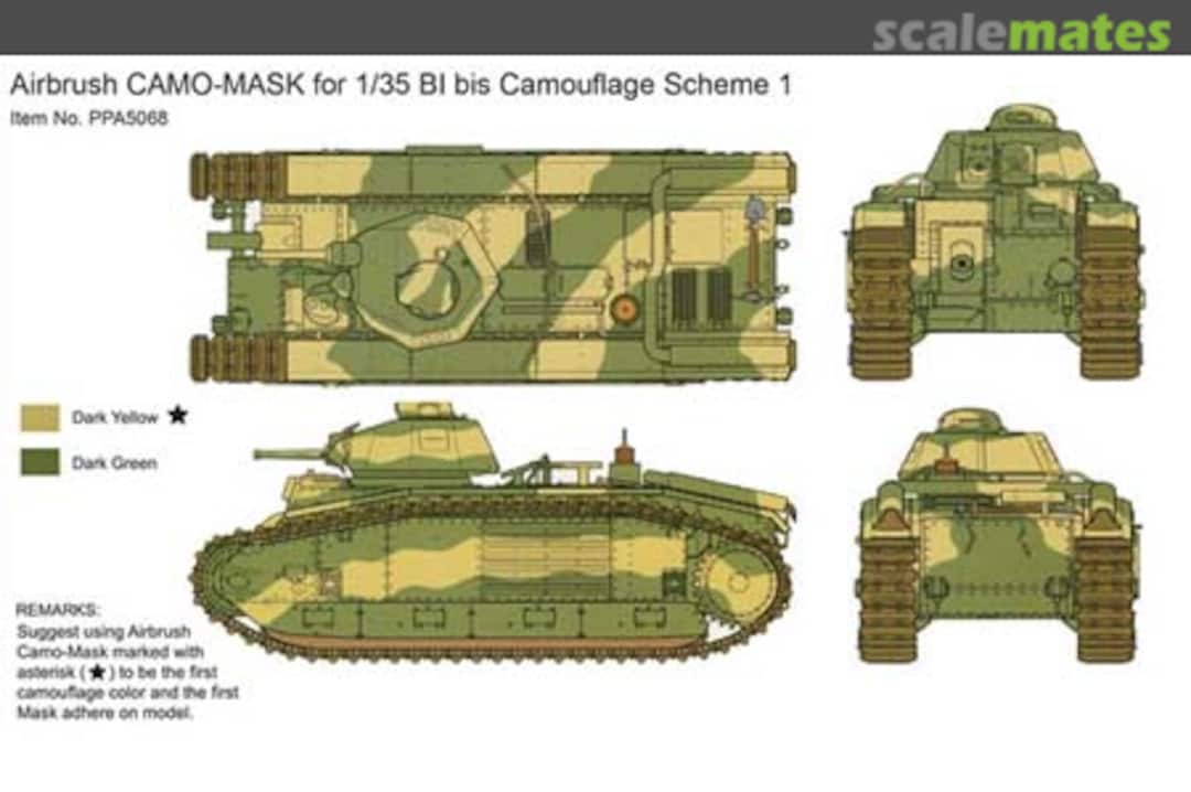 Boxart Airbrush Camo-Mask Char B1 bis Camo Scheme 1 PPA5068 J's Work