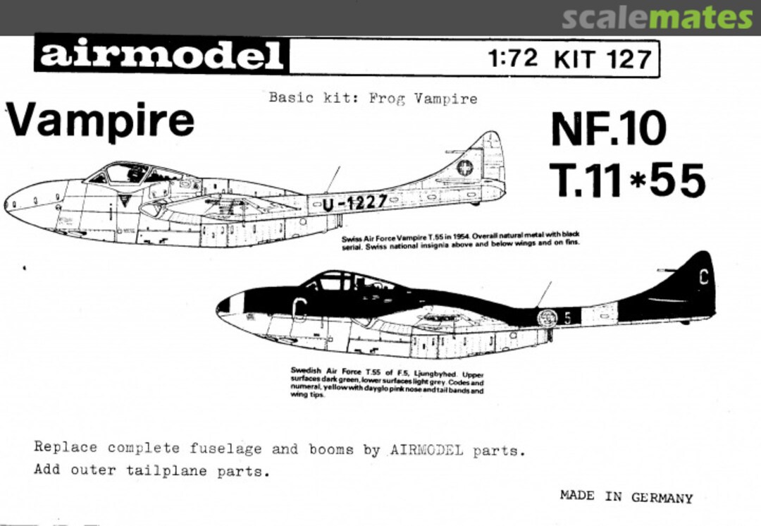 Boxart Vampire NF.10/T.11/T.55 127 Airmodel