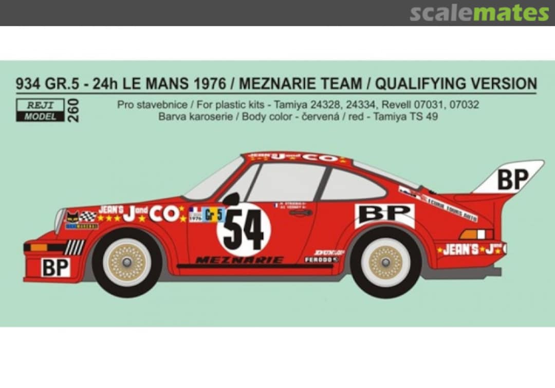 Boxart Porsche 934 Group 5 Meznaire Team #54 260 REJI Model