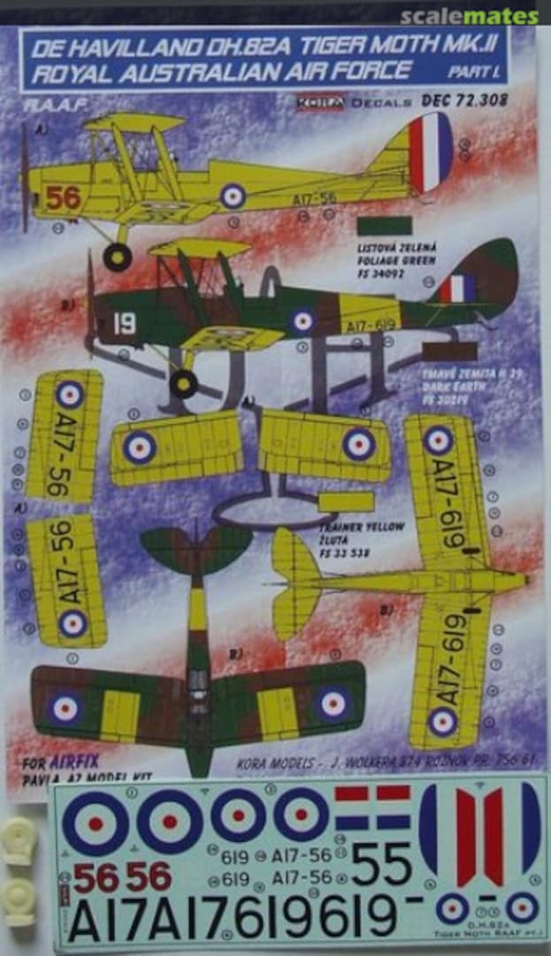 Boxart De Havilland DH.82A Tiger Moth Mk.II DEC72308 Kora Models