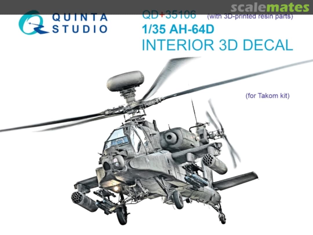 Boxart AH-64D interior 3D decals (with 3D-printed resin parts) QD+35106 Quinta Studio