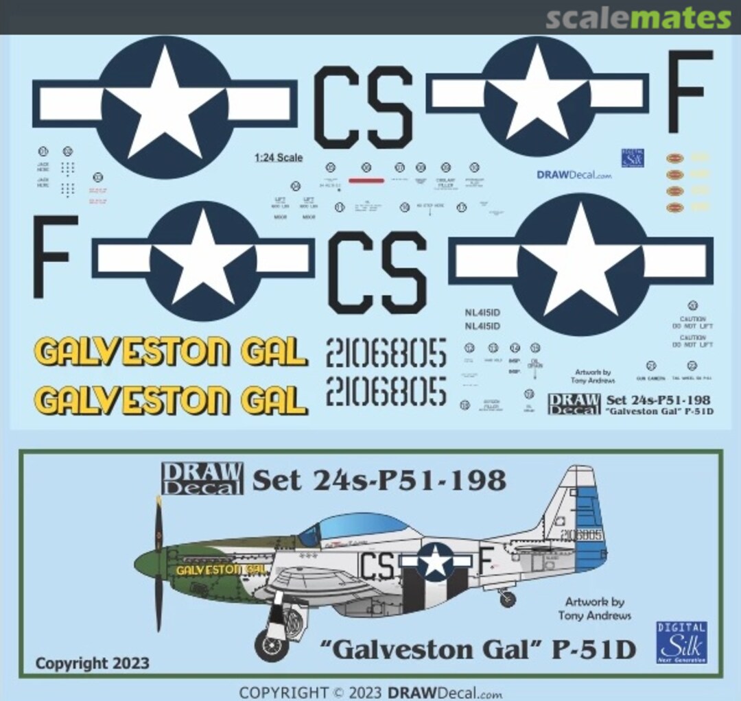 Boxart “Galveston Gal” TF-51D 24-P51-198 Draw Decal