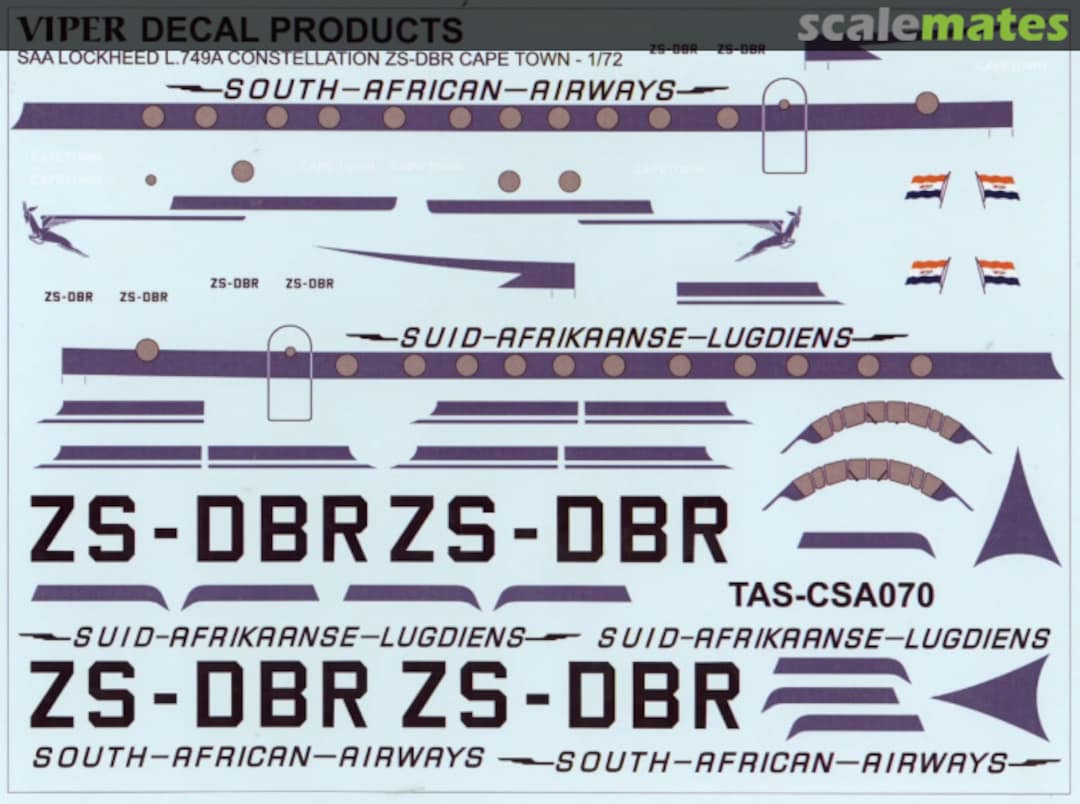 Boxart SAA Lockheed L.749A Constellation CSA72070 Viper Decal Products