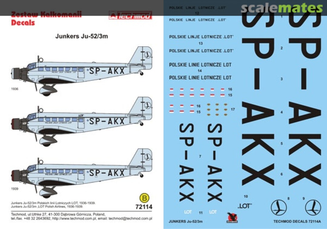 Boxart Junkers Ju 52/3M 72114 Techmod