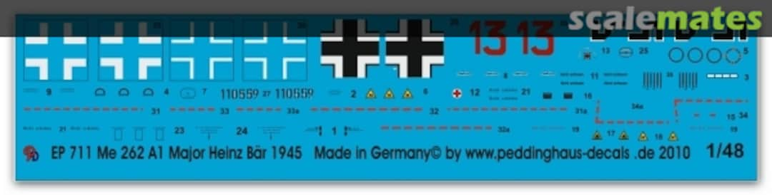 Boxart Me 262 Maj Bär EJG 2 März 1945 EP 711 Peddinghaus-Decals