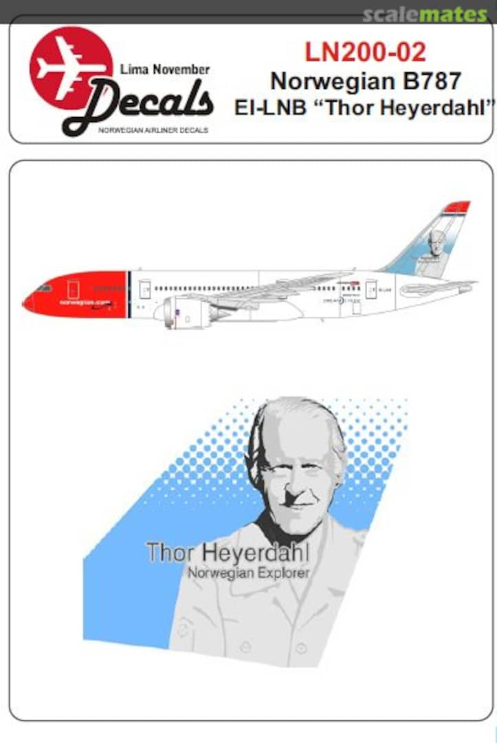 Boxart Norwegian Boeing 787 EI-LNB 'Thor Heyerdahl' LN200-02 Lima November Decals